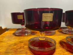 Pamono Luminarc Verrerie Darques France Ruby Red Champagne Coupe Glasses, 1970s, Set of 5><noscript><img width=