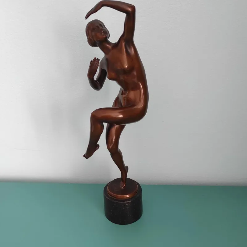 Pamono Lux Elek, Dancer Sculpture, 1920s-1940s, Bronze with Marble Base