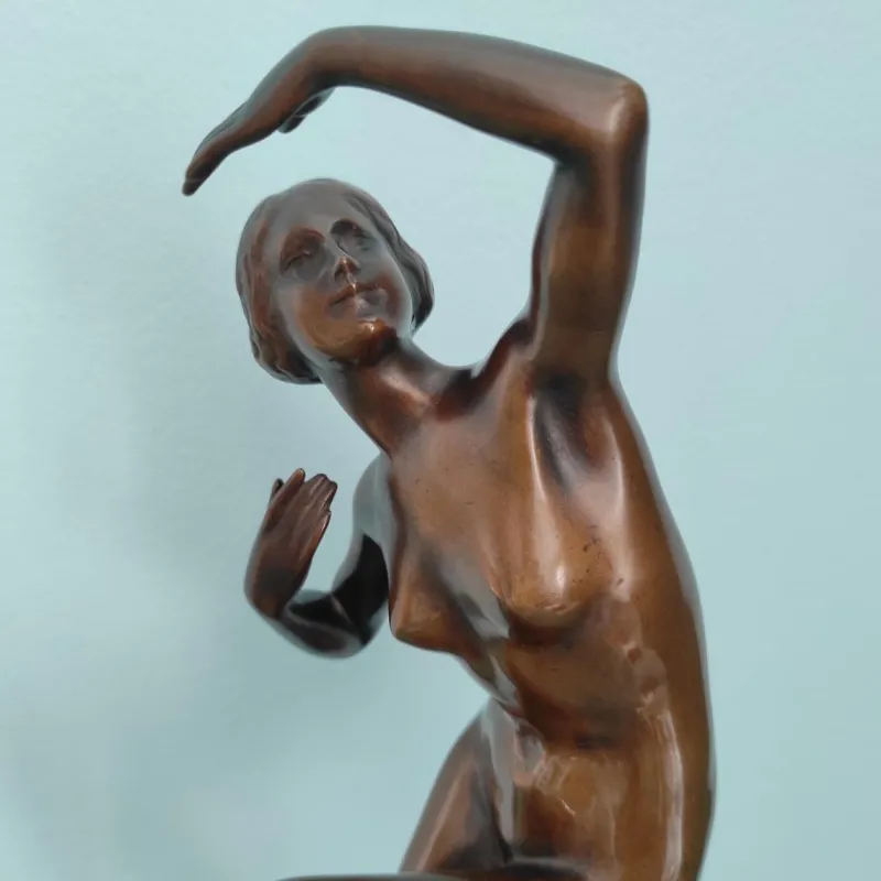 Pamono Lux Elek, Dancer Sculpture, 1920s-1940s, Bronze with Marble Base