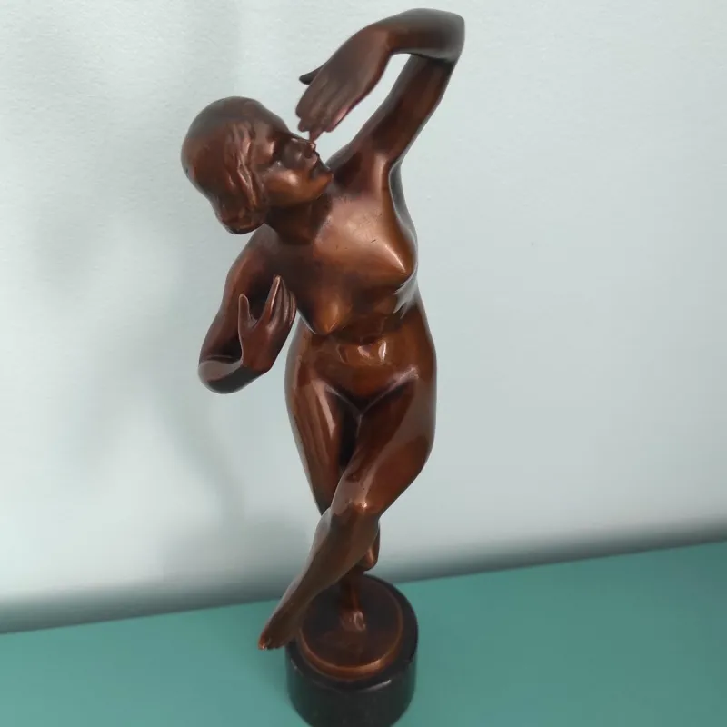 Pamono Lux Elek, Dancer Sculpture, 1920s-1940s, Bronze with Marble Base