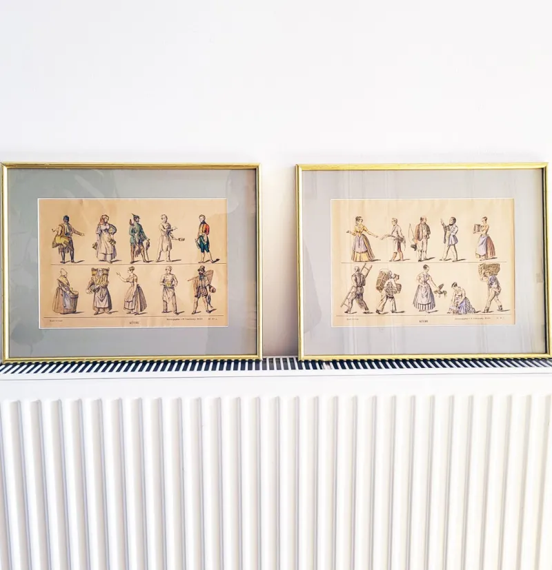 Pamono M. Tretsensky, Kitchen Scenes, Vienna, Colored Engravings, Set of 2> Prints & Multiples