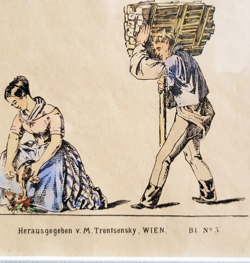 Pamono M. Tretsensky, Kitchen Scenes, Vienna, Colored Engravings, Set of 2> Prints & Multiples