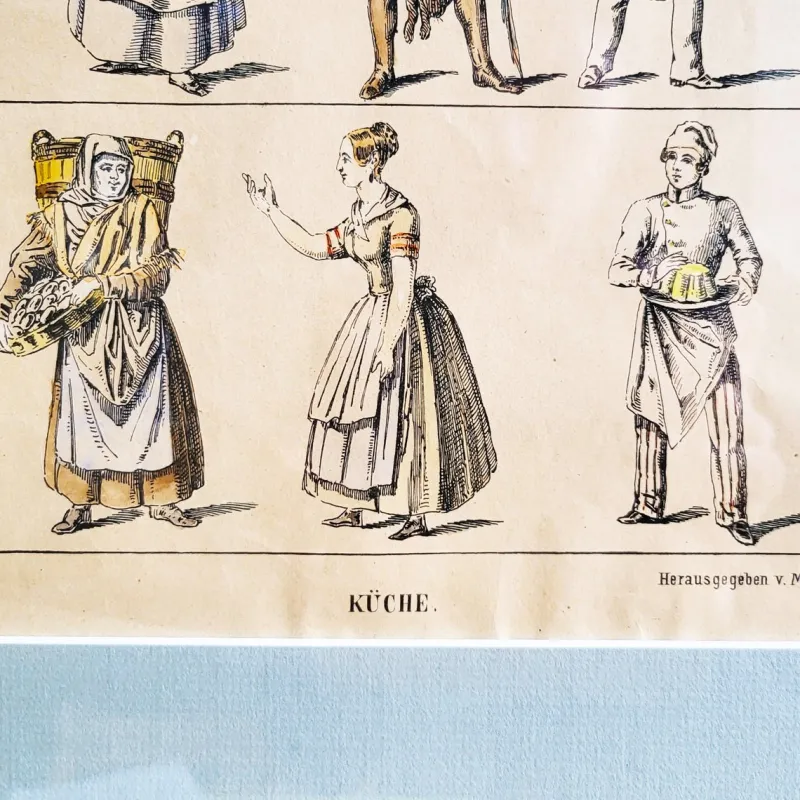 Pamono M. Tretsensky, Kitchen Scenes, Vienna, Colored Engravings, Set of 2> Prints & Multiples