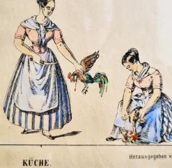 Pamono M. Tretsensky, Kitchen Scenes, Vienna, Colored Engravings, Set of 2><noscript><img width=