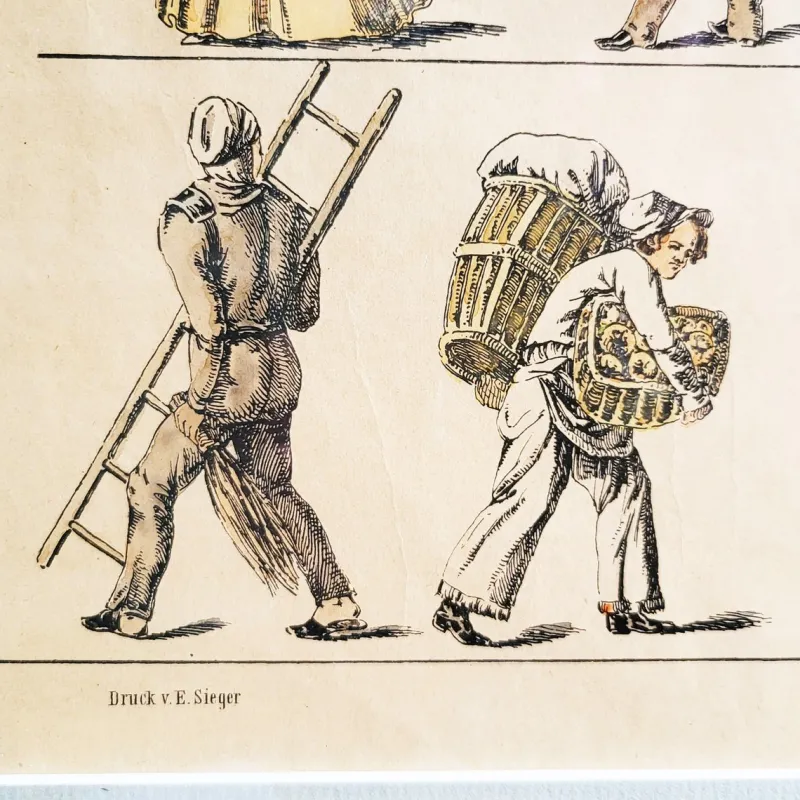 Pamono M. Tretsensky, Kitchen Scenes, Vienna, Colored Engravings, Set of 2> Prints & Multiples