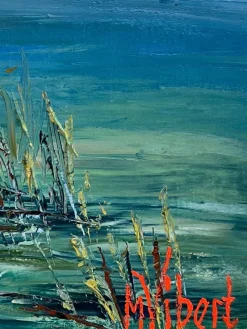 Pamono M. Vibert, By the Lake, Oil on Canvas, 1959> Painting