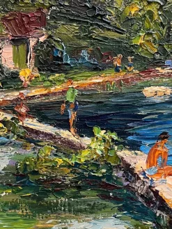 Pamono M. Vibert, By the Lake, Oil on Canvas, 1959><noscript><img width=