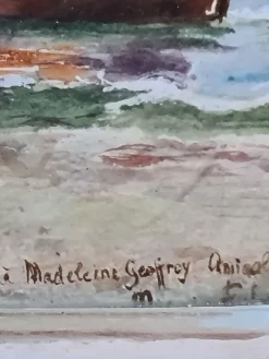 Online Pamono Madelaine Geoffroy, Day at the Beach, Gouache & Watercolour, 1950s
