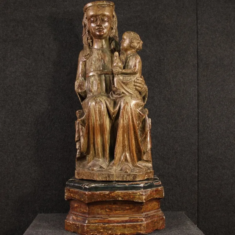 Sale Pamono Madonna with Child, 1470, Wooden Sculpture