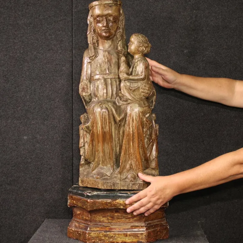 Sale Pamono Madonna with Child, 1470, Wooden Sculpture