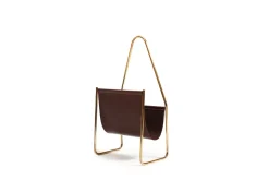 Pamono Magazin Holder in Brass and Leather by Carl Auböck for Werkstätte, Denmark, 1950s