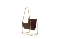 Pamono Magazin Holder in Brass and Leather by Carl Auböck for Werkstätte, Denmark, 1950s