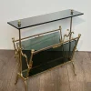 Pamono Magazine Rack in Brass and Bluish Glass> Magazine Racks