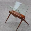 Pamono Magazine Rack in Cherry and Glass attributed to Cesare Lacca for Cassina, Italy, 1950s> Magazine Racks