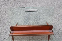 Pamono Magazine Rack in Cherry and Glass attributed to Cesare Lacca for Cassina, Italy, 1950s><noscript><img width=