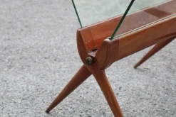 Pamono Magazine Rack in Cherry and Glass attributed to Cesare Lacca for Cassina, Italy, 1950s><noscript><img width=