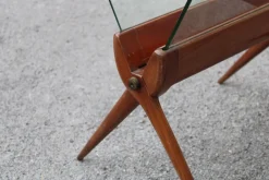 Pamono Magazine Rack in Cherry and Glass attributed to Cesare Lacca for Cassina, Italy, 1950s><noscript><img width=