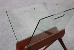 Pamono Magazine Rack in Cherry and Glass attributed to Cesare Lacca for Cassina, Italy, 1950s><noscript><img width=