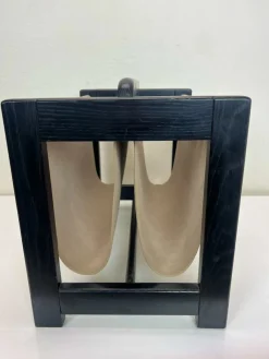 Pamono Magazine Rack in Wood and Suede Leather in the style of Aksel Kjersgaard, 1960s><noscript><img width=