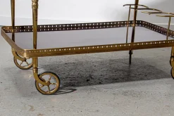 Pamono Mahogany and Brass Serving Trolley, 1950s><noscript><img width=