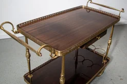 Pamono Mahogany and Brass Serving Trolley, 1950s><noscript><img width=