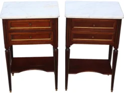 Sale Pamono Mahogany and Marble Bedside Tables, 1925, Set of 2