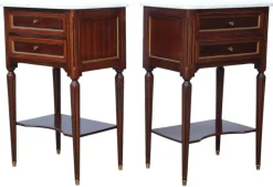 Sale Pamono Mahogany and Marble Bedside Tables, 1925, Set of 2