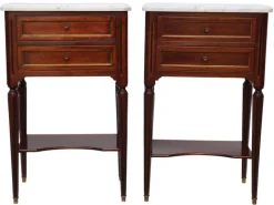 Sale Pamono Mahogany and Marble Bedside Tables, 1925, Set of 2