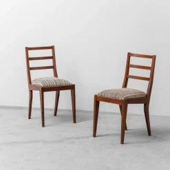 Pamono Mahogany and Velvet Chairs, 1950s, Set of 2> Office Chairs