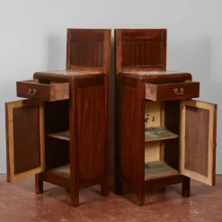 Pamono Mahogany Bedside Tables with Liberty Tops, Set of 2> Nightstands