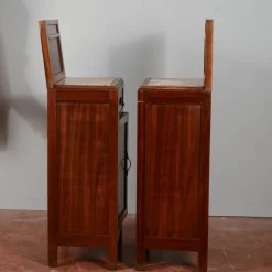 Pamono Mahogany Bedside Tables with Liberty Tops, Set of 2><noscript><img width=