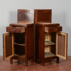 Pamono Mahogany Bedside Tables with Liberty Tops, Set of 2><noscript><img width=