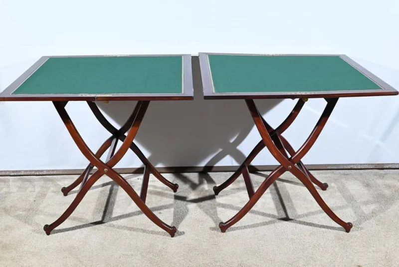 Pamono Mahogany Games Tables by H.J. Linton, 1920, Set of 2> Game Tables