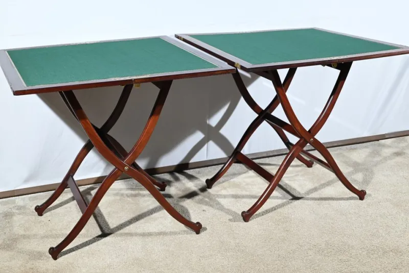 Pamono Mahogany Games Tables by H.J. Linton, 1920, Set of 2> Game Tables