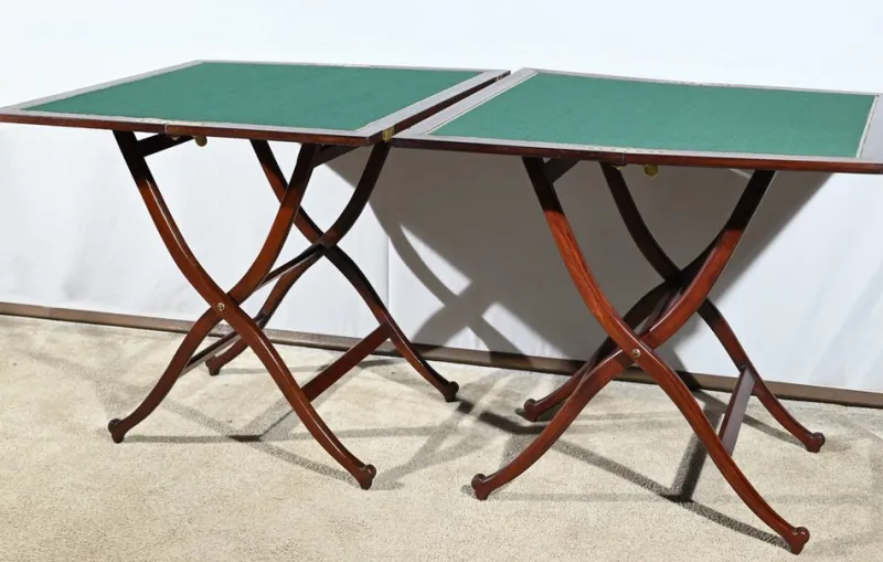 Pamono Mahogany Games Tables by H.J. Linton, 1920, Set of 2> Game Tables