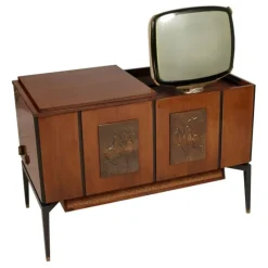 Pamono Mahogany Radio, TV & Record Player, 1970s><noscript><img width=