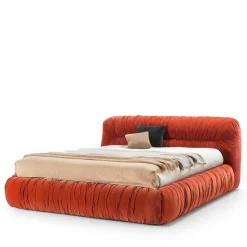 Pamono Mambo Orange Velvet Bed by Lorenza Bozzoli><noscript><img width=