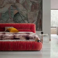 Pamono Mambo Orange Velvet Bed by Lorenza Bozzoli><noscript><img width=