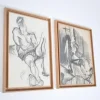 Pamono Man Portrait Diptych, 1960s, Charcoal & Chalk Drawing> Work On Paper