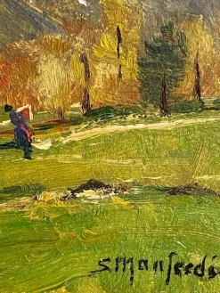 Pamono Manfredi, Mountain Landscape, 20th Century, Oil Painting on Panel><noscript><img width=