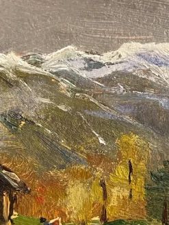 Pamono Manfredi, Mountain Landscape, 20th Century, Oil Painting on Panel><noscript><img width=