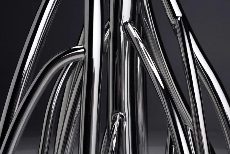 Best Pamono Mangrovia Floor Lamp in Polished Stainless Steel and Linen by Barberini & Gunnell