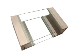 New Pamono Manila Coffee Table in Italian Travertine Marble and Glass by Joaquín Moll