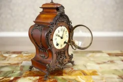 Pamono Mantel Clock in Walnut Case from Lenzkirch, 1890s><noscript><img width=