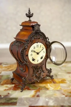 Pamono Mantel Clock in Walnut Case from Lenzkirch, 1890s><noscript><img width=