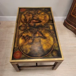Pamono Map Coffee Table from Maison Jansen, France, 1970s><noscript><img width=