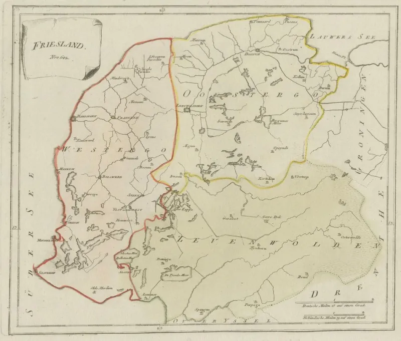 Pamono Map of Friesland Province by Von Reilly, 1791> Wall Decor