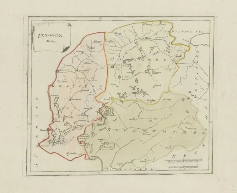 Pamono Map of Friesland Province by Von Reilly, 1791> Wall Decor