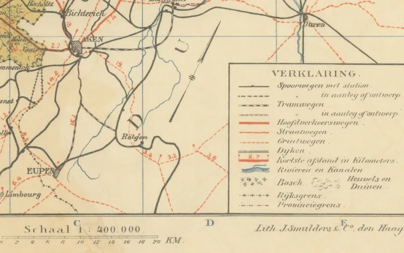 Outlet Pamono Map of Limburg, 1914