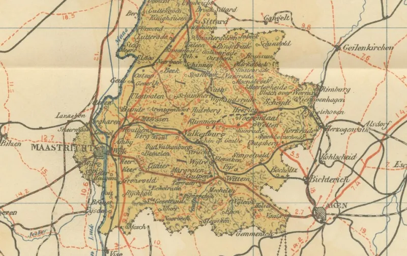 Outlet Pamono Map of Limburg, 1914